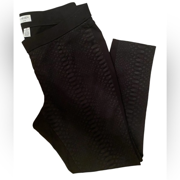 CARMEN MARC VALVO Leggings Jaquard Lace Black Size 2X - Picture 3 of 6